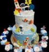 astronaut and space-themed cake