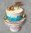 gold decorative spheres themed cake